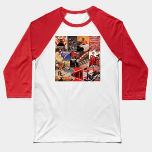 Soviet Socialist Propaganda Poster Collage Baseball T-Shirt